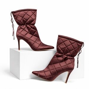 Cape Robbin Women’s Quilted Brown High Stiletto Heeled Boots Sz 10